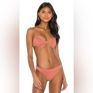 Beach Riot Ribbed Bikini Swimsuit Set Rust Camilla Top Chelsea Bottom Medium